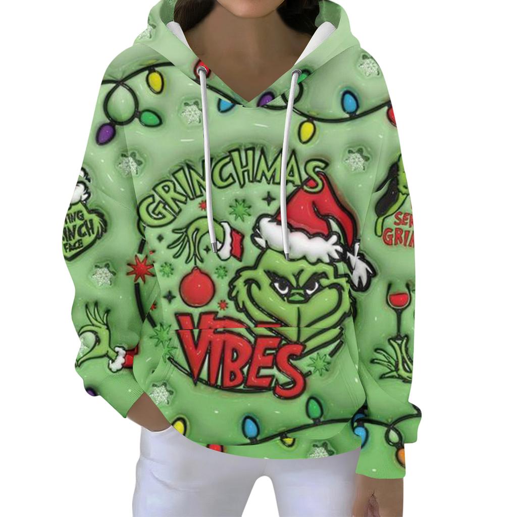 Christmas Hoodies For Women Funny Cute Printed Holiday Sweatshirt Winter Oversized Pullover Tops