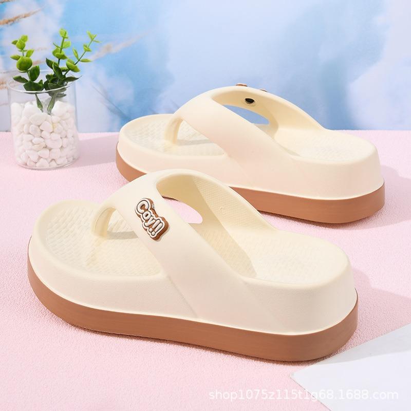 

Summer new women wear flip-flops women s leisure heightening seaside vacation beach cool slippers for 35-36 бежевий