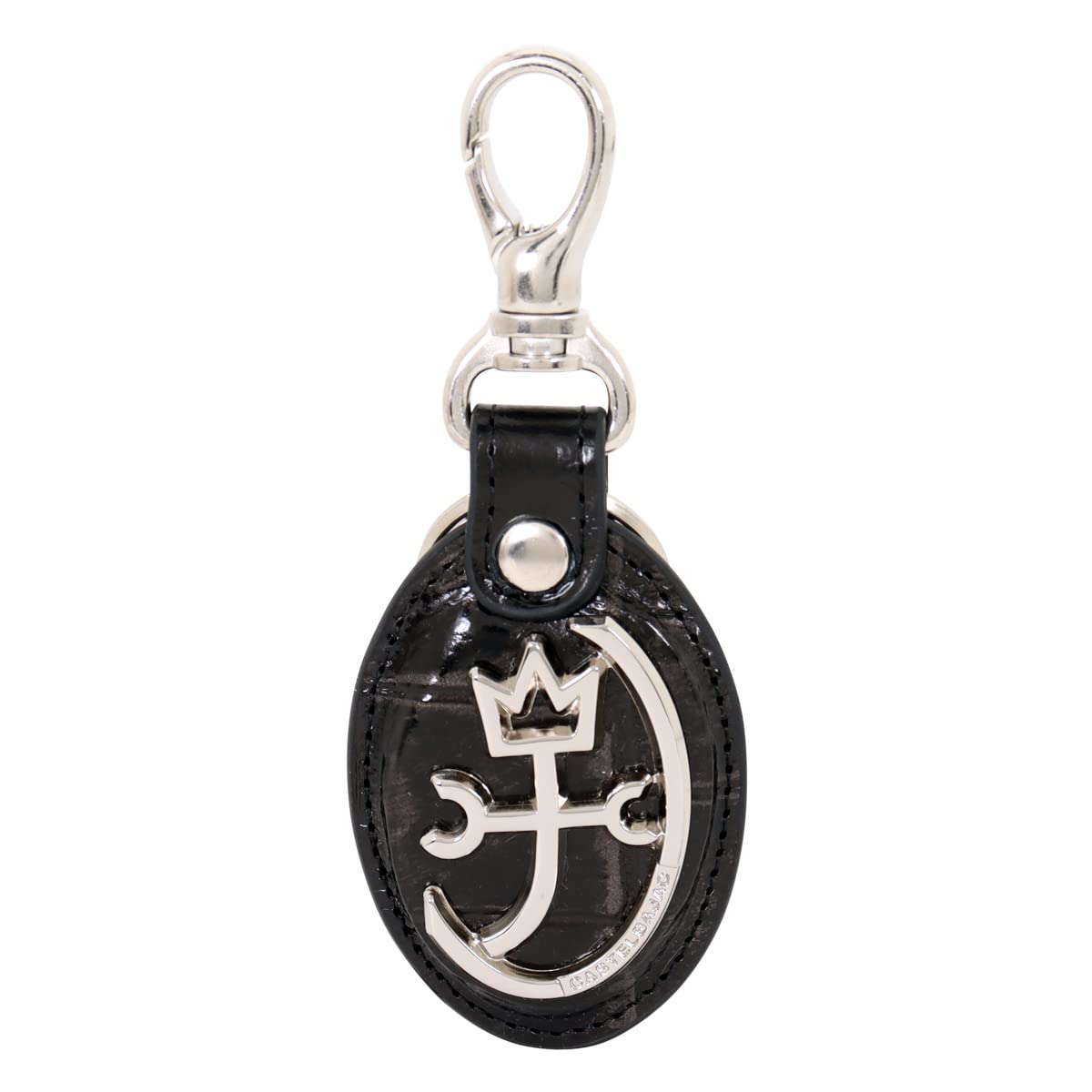 

Keychain Key Ring Genuine Leather Gyps 023621 Leather Cowhide Metal Foil Vintage Style Black [Castelbajac] Men s [01]