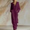 Women's Casual Corduroy Hooded Zip-Up Jumpsuit with Long Sleeves and Loose Fit for Fall and Winter