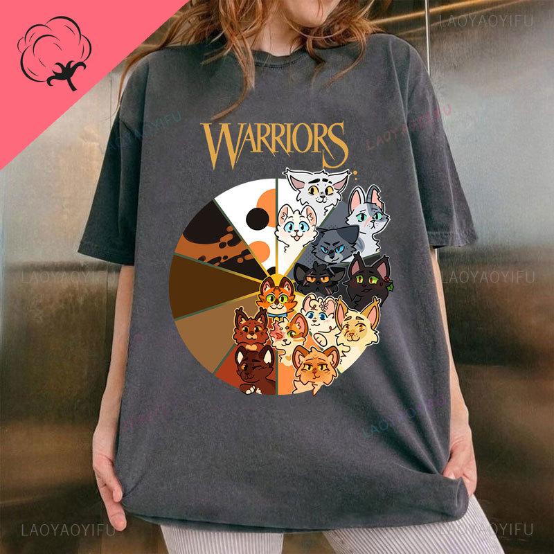Warriors Cats Camisetas Cat Lover Tee Shoujo Girl Style Trendy Kawaii Cotton Popular Shirt Casual Summer Y2k Clothes Tops