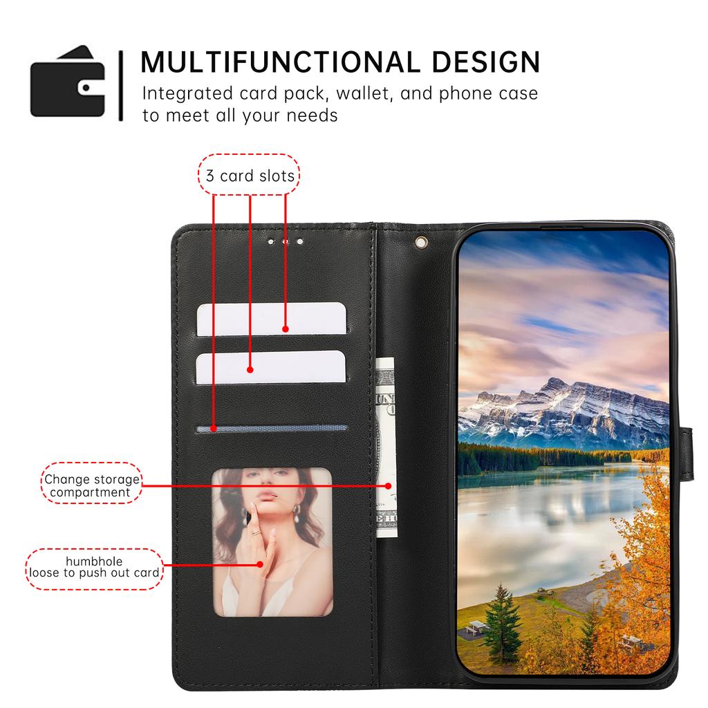 Skórzane etui na Google Pixel 10 Pro/10/9 Pro/9 z wytłaczaną siatką rombów 3D, portfelowe, z zawieszką