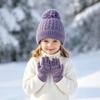 2Pcs/Set Plush Lining Knitted Hats Gloves Warm Bonnet Gloves Kits Children Hat Gloves Set  Outdoor