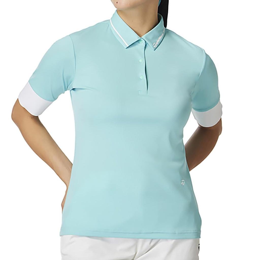 TaylorMade Contrast Rib S/S Polo Shirt, Turquoise, Medium, Women's, 2025SS, UN683