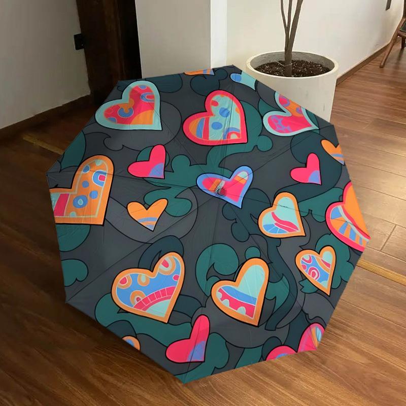 

1pc Heart Pattern Automatic Open/Close Umbrella, Formal Events - Ideal Gift for Family or Friends, Outdoor Accessory yy251211238