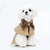 British Style Dog Coat Beige & Brown Plaid with Adjustable Straps Durable Polyester Pet Gentleman's Vest for Small Medium Dogs