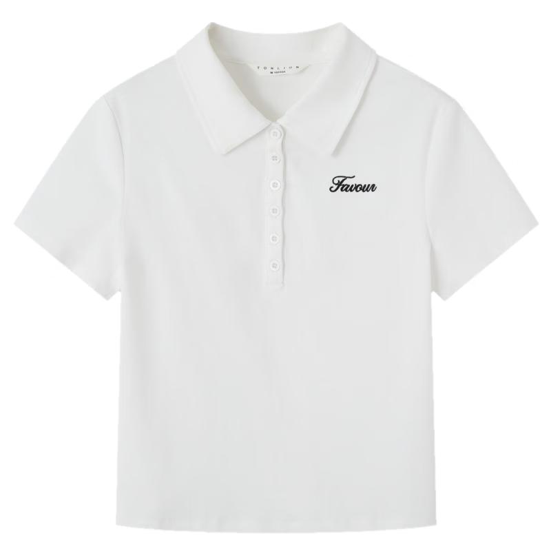TonLion Women s V-neck Short Sleeve Polo Shirt L
