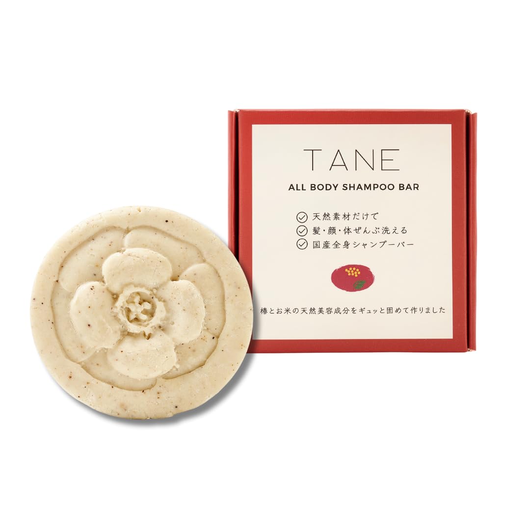

TANE Whole Body Shampoo Bar, Made in Japan, All-in-One Organic Solid Shampoo for Skin and Hair, 85g (1 bar)
