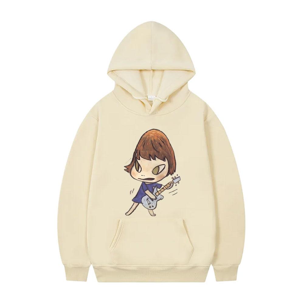 Yoshitomo Nara Rocker Guitar Graphic Hoodie Men Women Funny Cartoon Oversized Sweatshirt Long Sleeve Hoodies