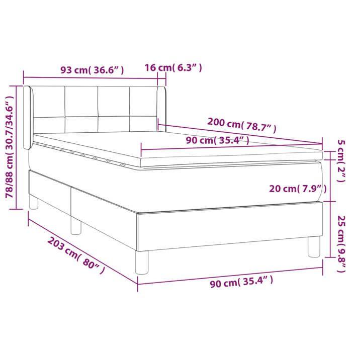 3130941 vidaXL Lit à sommier tapissier avec matelas Bleu foncé 90x200 cm