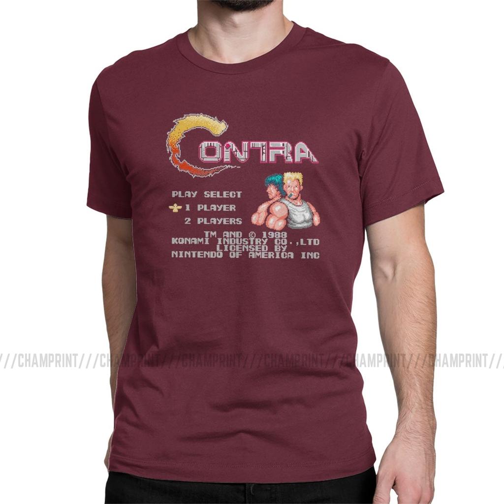 Contra NES Retro Video Game Mens T Shirts Funny Tees Short Sleeve Round Neck TShirt 100 Cotton Birthday Gift Tops