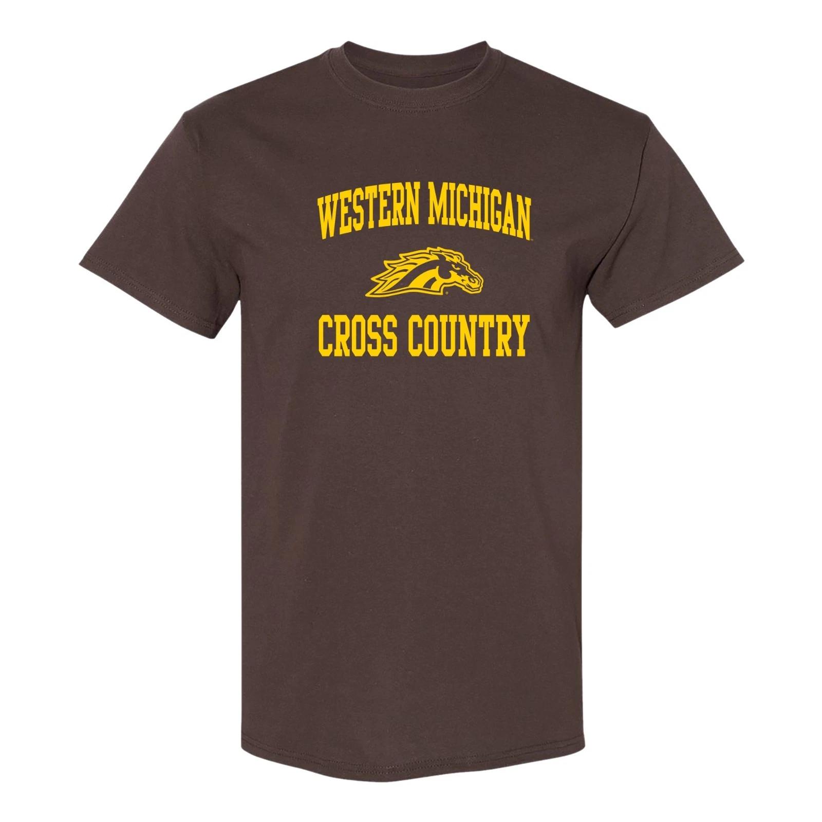 Western Michigan Arch Logo Cross Country T-Shirt - Dark Chocolate 2XL
