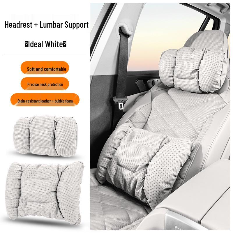 Universal Car Headrest & Lumbar Support Cushion for All Seasons - Fits Tesla & Mercedes
