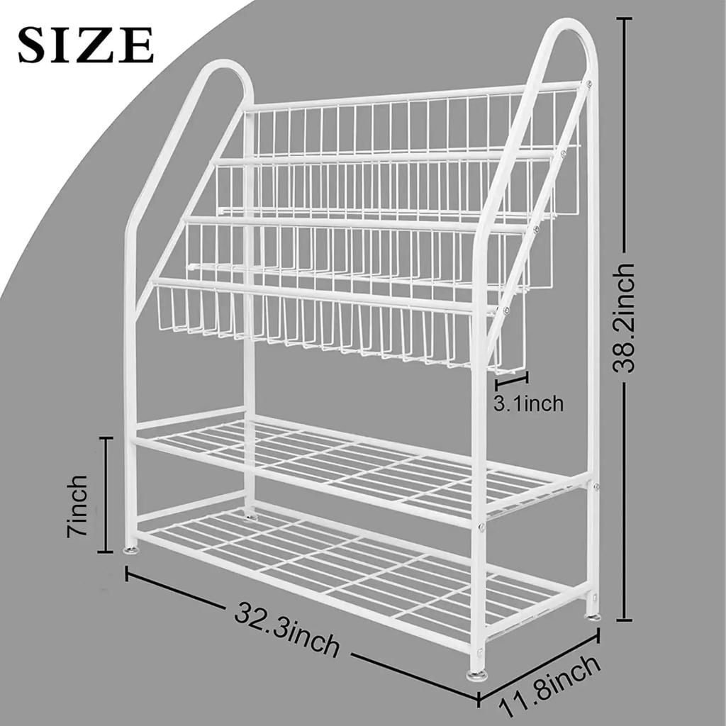 Metal Kids Bookshelf Freestanding Bookcase for Children Room Toy Organizer Modern MinimalistWhite Stable  Bedroom, Living