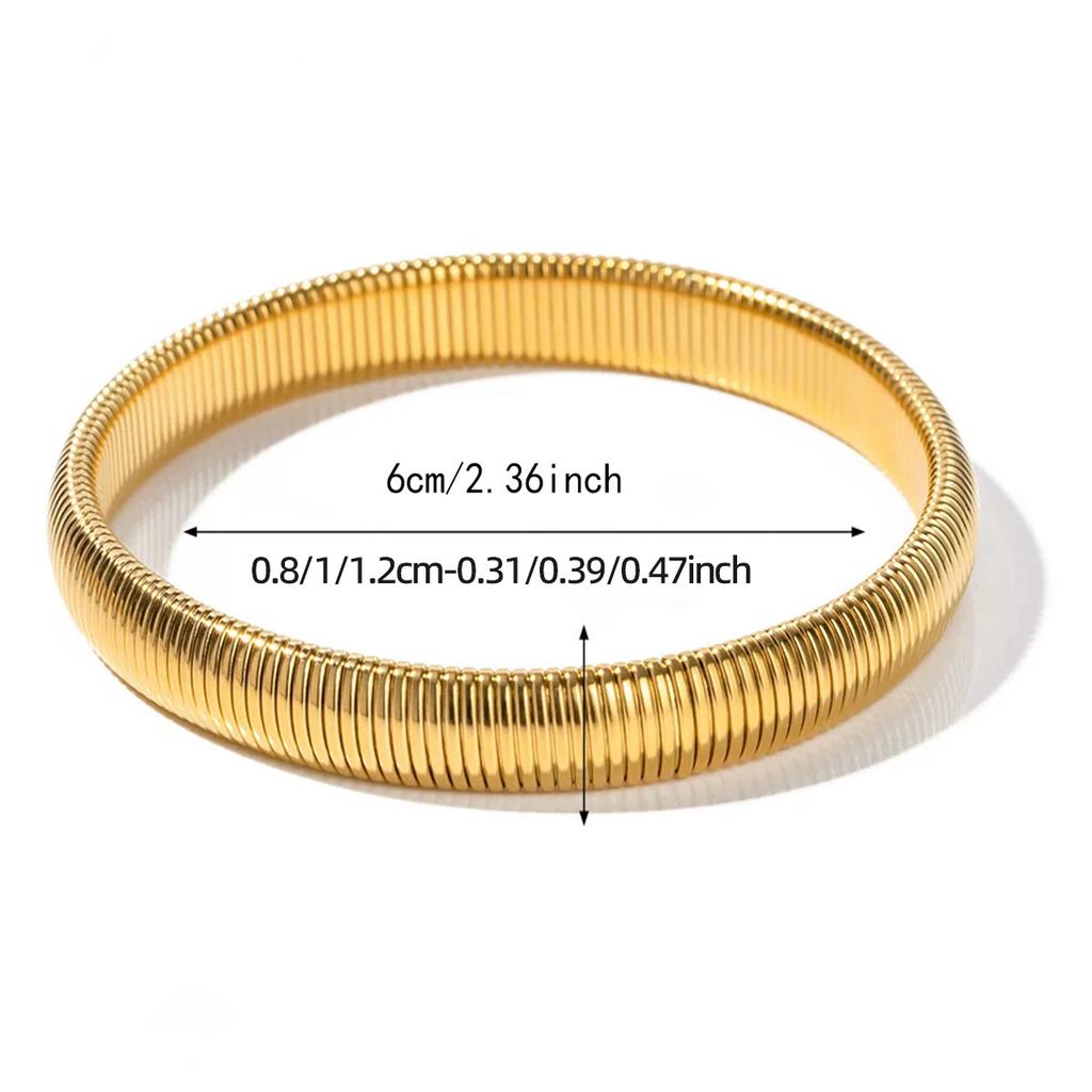 Elastic Stainless Steel Texture Flex Snake Chain Cuff Bracelet 18k Gold Plated Wide Bracelet Bangle Fashion Jewelry Women Gift