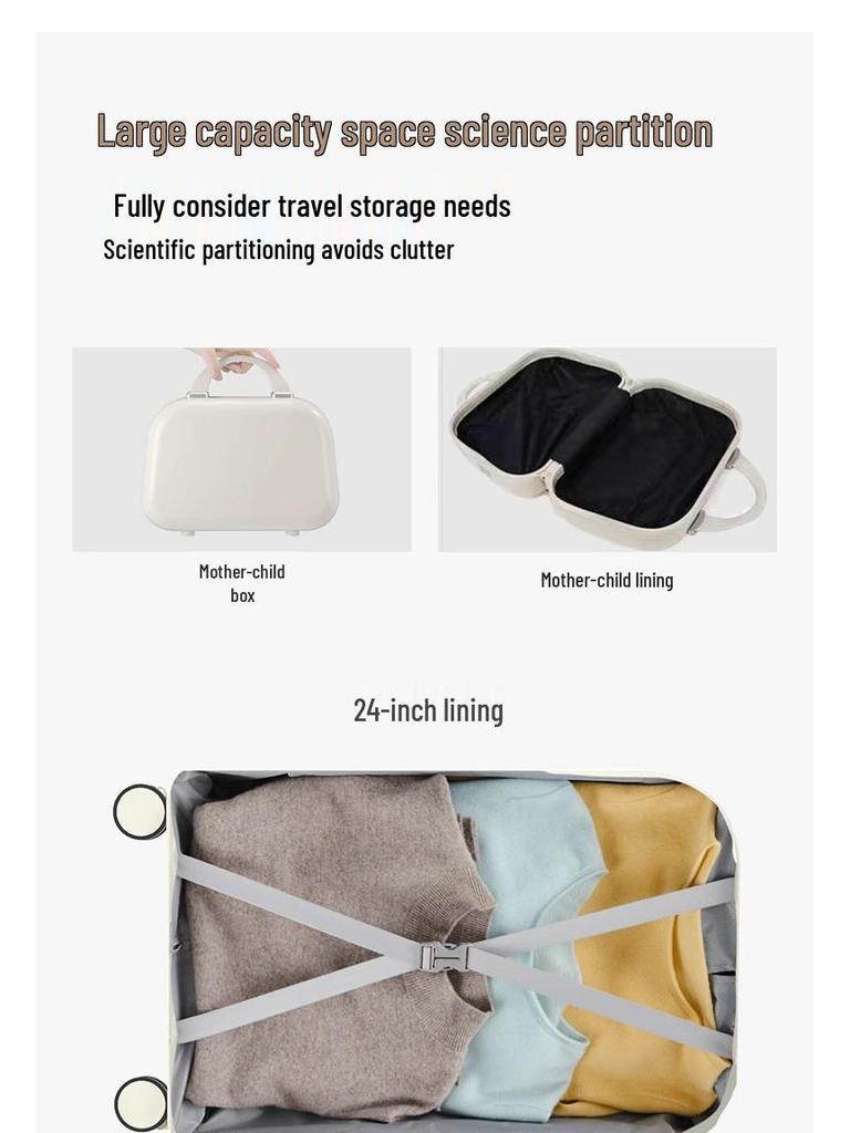 Durable College Student Trolley Suitcase with Combination Lock