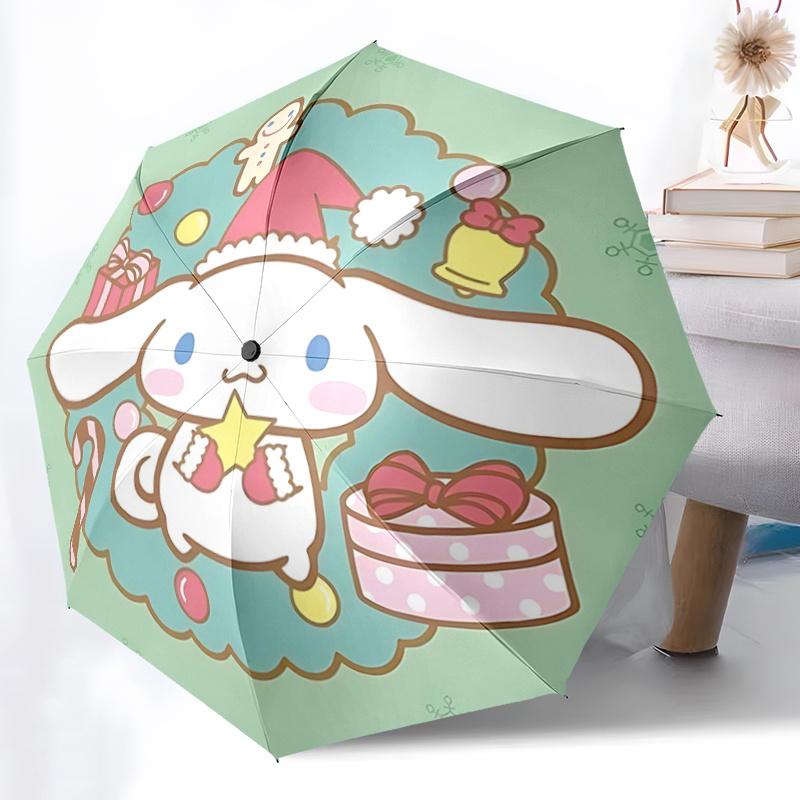 1pc Christmas Cinnamoroll Automatic Opening Umbrella with Foldable Design, 8-Rib Iron Frame Outdoor Umbrella, Festive Gift for Fans, Travelers, Daily