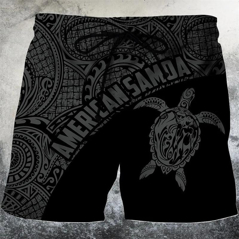 3D Printed Funny Sea Turtle Short Pants For Men Floral Leaf Plant Pattern Swim Trunks Casual Harajuku Street Hawaii Beach Shorts