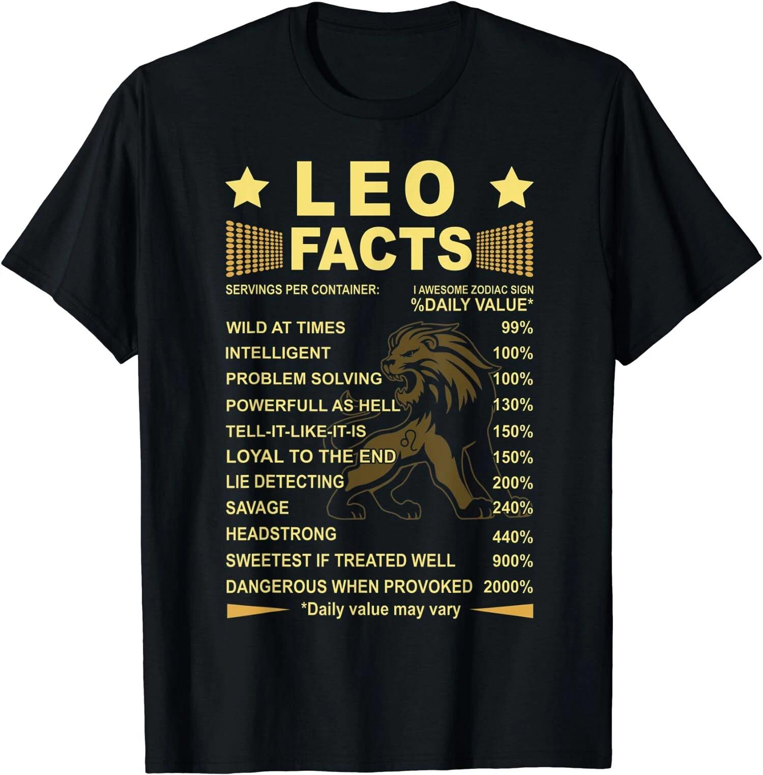 Leo Facts Zodiac Funny Leo Birthday Gift T-Shirt XXL