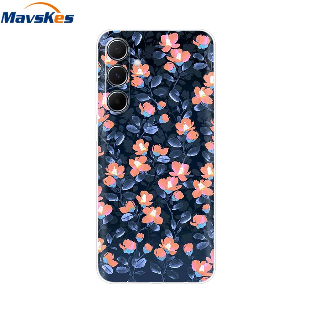 For Samsung Galaxy M35 5G Case Cute Cat Flower Painted Phone Cases For Samsung M35 Case M 35 SM-M356B Silicone Clear TPU Fundas