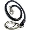 [SWANUNION] Genuine Leather Wallet Rope, Leather, Men's Fashion Wallet Accessory, 40cm, Braided, with Snap Hooks On Both Ends, Black