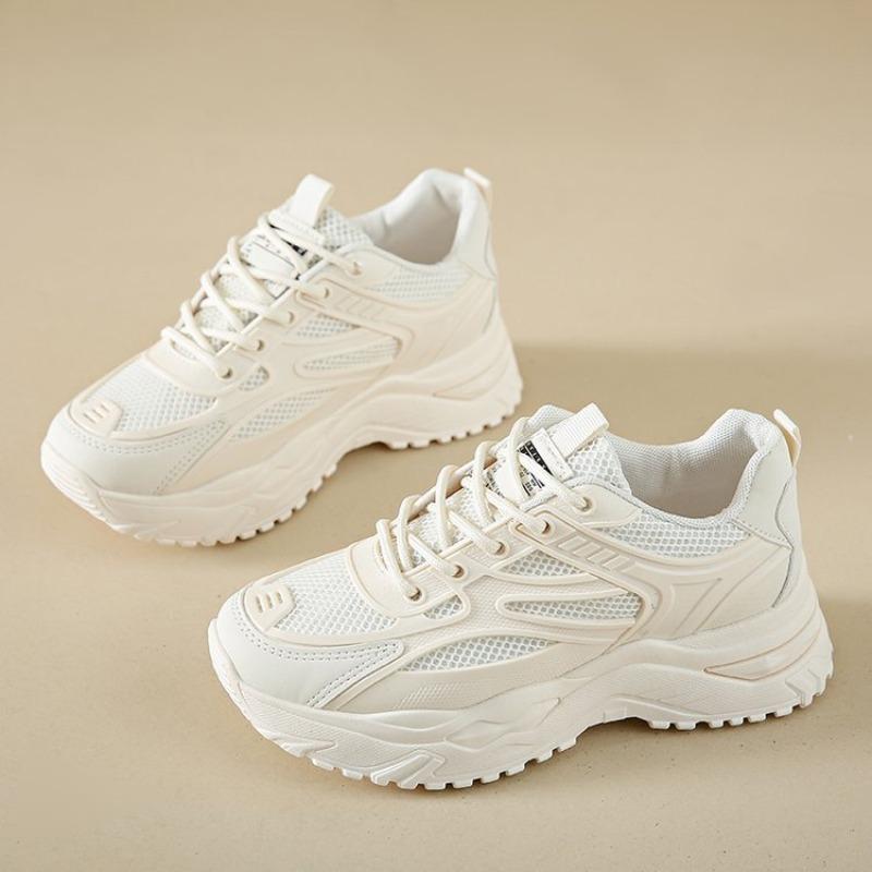 Fashion White Sneakers Women 2025 New Leather Chunky Sneakers Women's Sports Shoes Thick Tennis Vulcanized Shoes Basket Platform Shoes