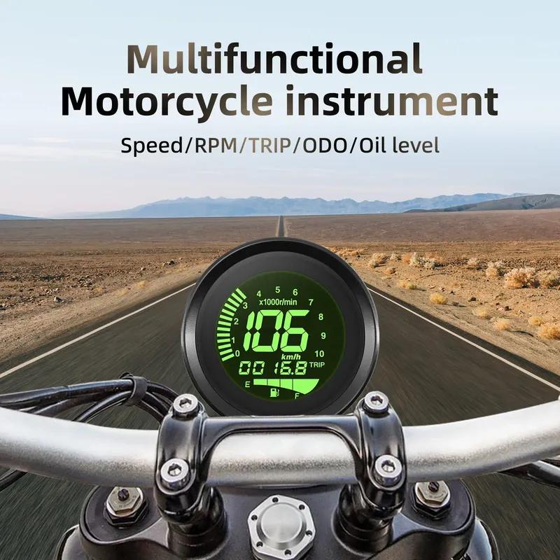 7 Colors Speedometer Motorcycle Meter 12V Speed RPM TRIP ODO Oil Level Gauge Digital Retro LCD Odometer Motorcycle Instrument