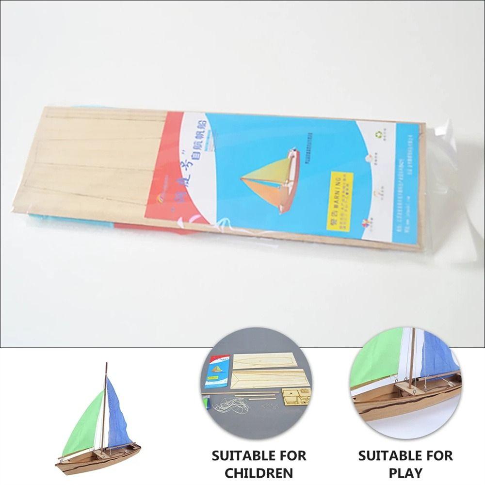 Kids Gifts Brain-training Building Kits Sailing Model Wooden Boat Model Self-propelled Sailing Toy