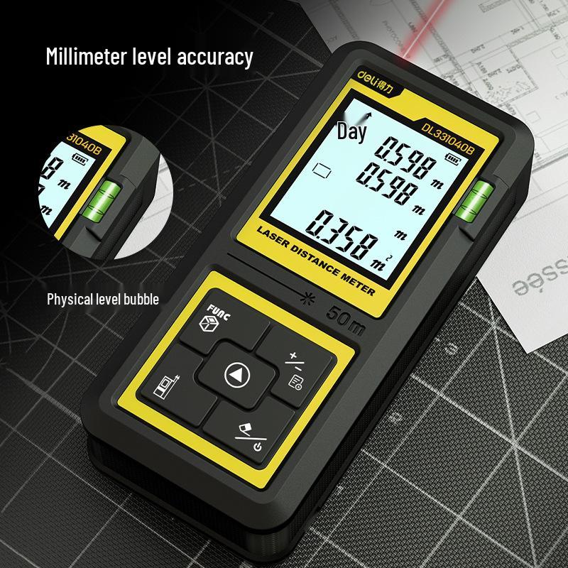 

Deli Tools Laser Rangefinder DL331040B with 1.7 Screen and 50m Range