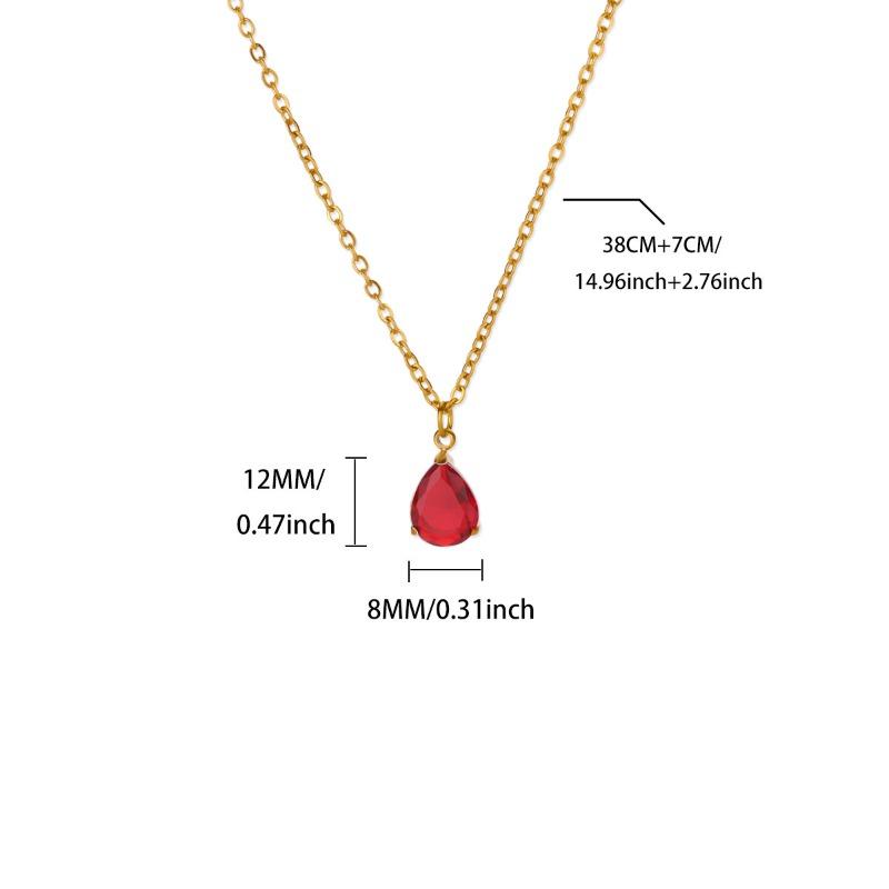 Jewelry Pear Shaped Water Drop Zircon Moon Birthstone Birthstone Necklace Plated 1 Gold Clavicle Chain Stainless Steel