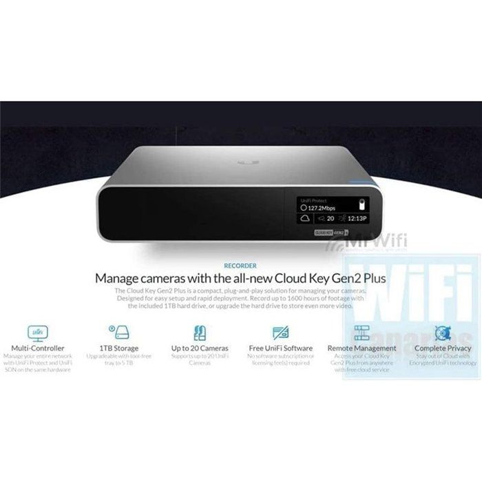 Dispositif de télécommande - Ubiquiti - Unifi Cloud Key Gen2+ - GigE - Câble réseau