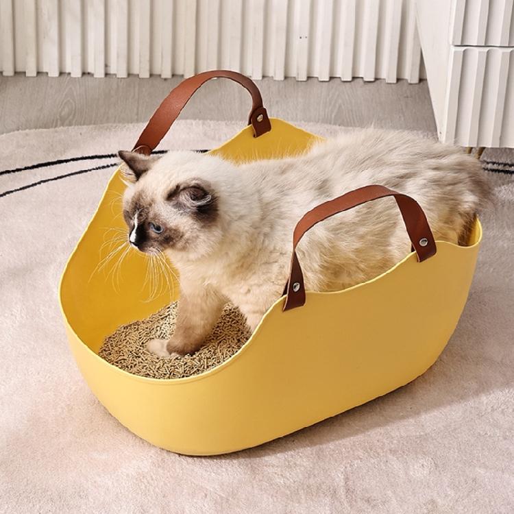 Plastiková přenosná kočičí toaleta s madlem pro starší kočky Snadno čistitelná podestýlková vanička Kočičí toaletní vaničky Velká krabice