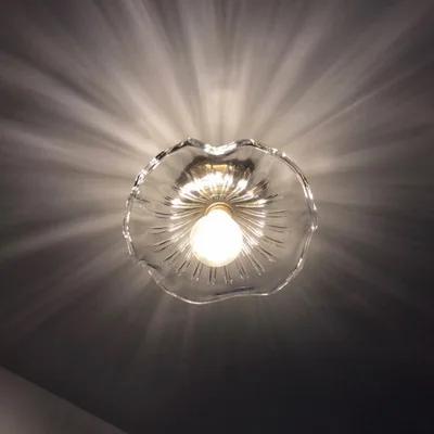 The Nordic brass chandelier glass chandelier Japanese restaurant corridor balcony bedroom lotus leaf absorb dome light