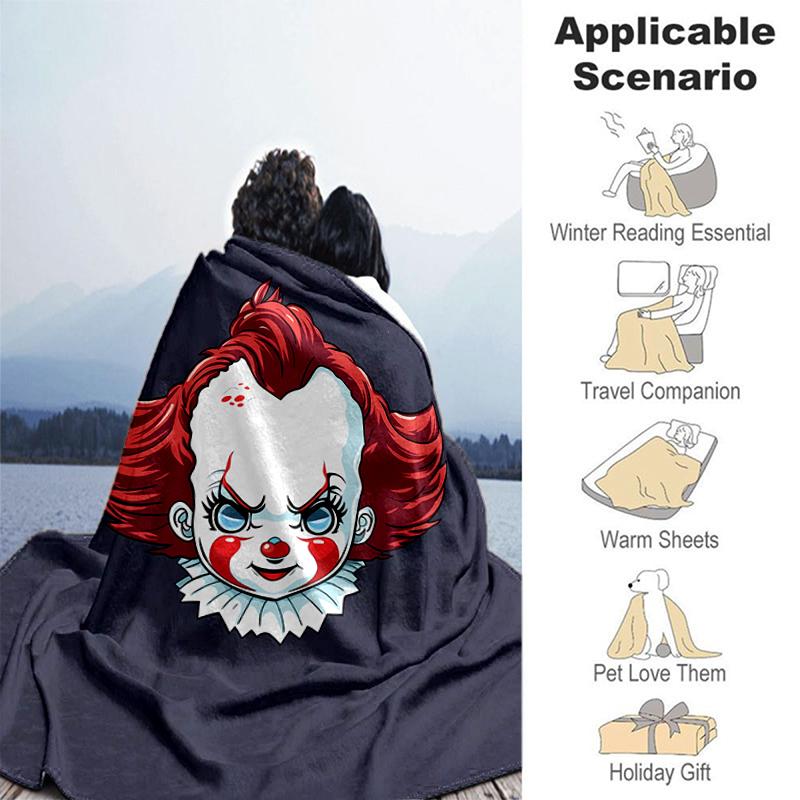1pc Blanket Pennywise the Dancing Clown1 Print Design, Lightweight Blanket for Sofa, Bed- Soft &Warm, Gift for All Seasons Like Christmas, Halloween