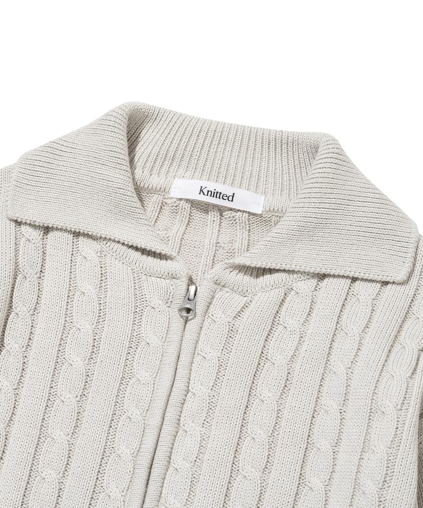 Knitted Cable Two-Way Zip-Up Cardigan Swiss