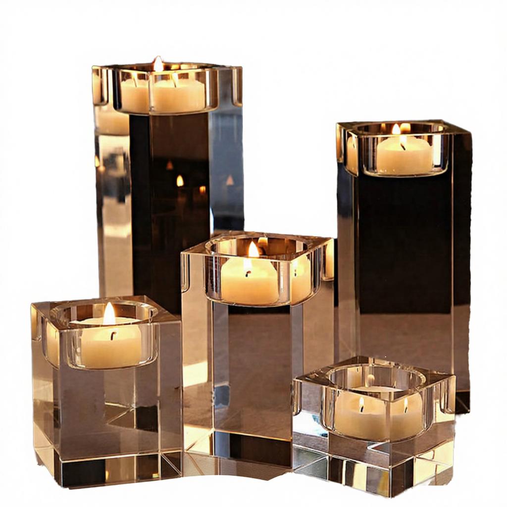 Small Bridge Crystal Cube Tealight Candlestick Holder Customize Crystal Candle Holder for Home Decoration Easter Gift