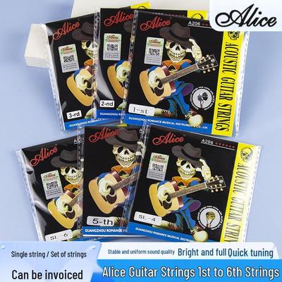 Set di Corde per Chitarra Acustica Alice Folk A206 - Set Completo con Corde di Ricambio dalla 1a alla 6a
