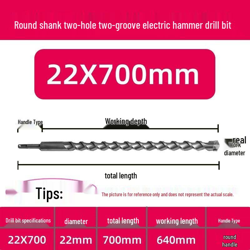 Extended Electric Hammer Drill Bit, Square & Round Shank, for Concrete Piercing - Available in 500mm to 2m Lengths
