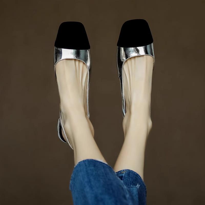 Xiaoxiangfeng Bag Head Heel Simple New Summer Mid-to-back Empty Color Matching Sandals 2025 Women's French High Heels Women's Thick Heel