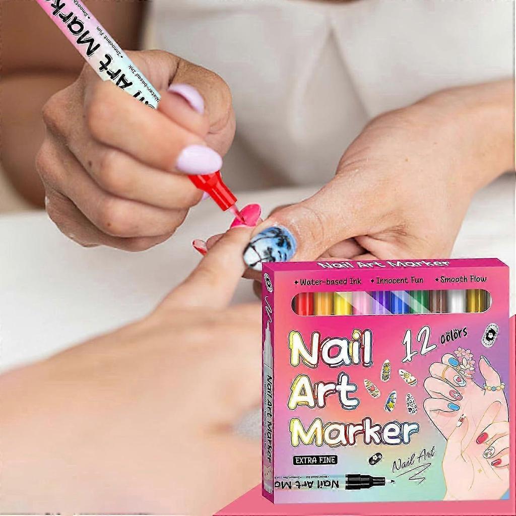 Nail Art Markers Set for painting nails, Quick-Dry DIY Nail Doodle Pens, Gel Nail Drawing Liner Pen Tool for Art Design Home Salon (24pcs)