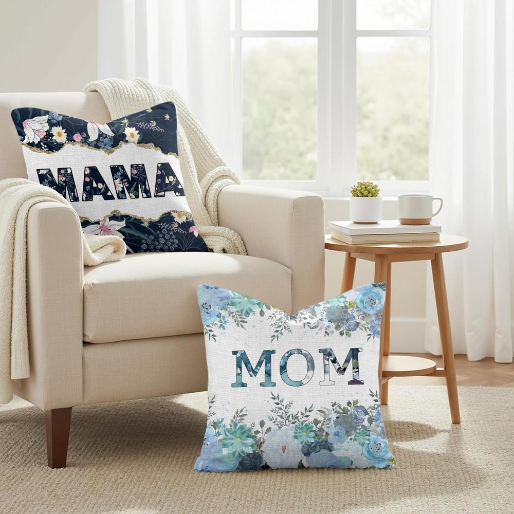 Classic Mom Cushion Cover Natural Linen Organic Fabric Double-Sided Printing Sofa Home Decor Gift Pillow Cover