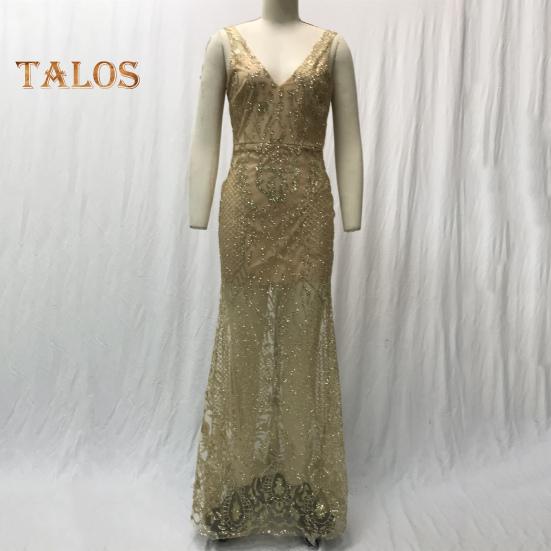 Rochie de seară pentru femei, cu decolteu în V adânc, slim fit, fără mâneci, fără mâneci, cu paiete strălucitoare, tiv cu coadă de pește, până la podea, rochie maxi pentru petrecerea de bal.