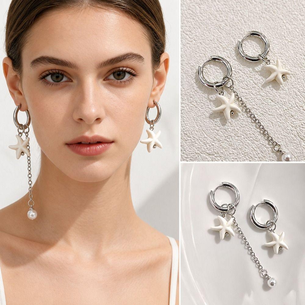 Pendant Style Starfish Pendant Earrings Creative Design Ocean Style Earrings Vacation