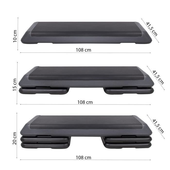Stepper D'exercice SPRINGOS® - Réglable, Antidérapant - Noir