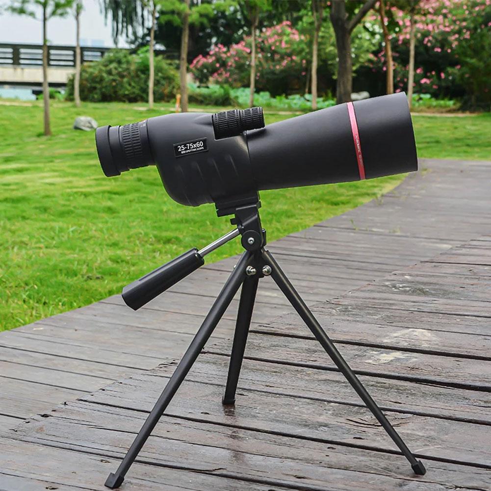 25-75x60 Spotting Scope Hd Zoom Monocular Powerful Telescope Waterproof Long Range With Tripod For Birdwatching Shooting Camping