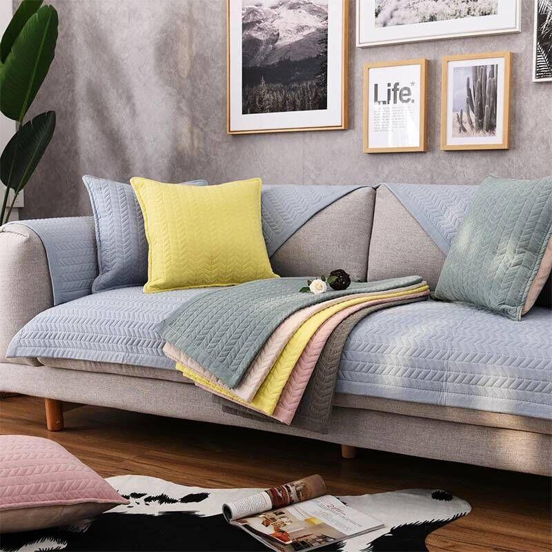 Four Seasons Universal Sofa Cushion Made of Pure Cotton Fabric, Non slip, Modern, Simple, Universal, All Cotton Sofa Cover