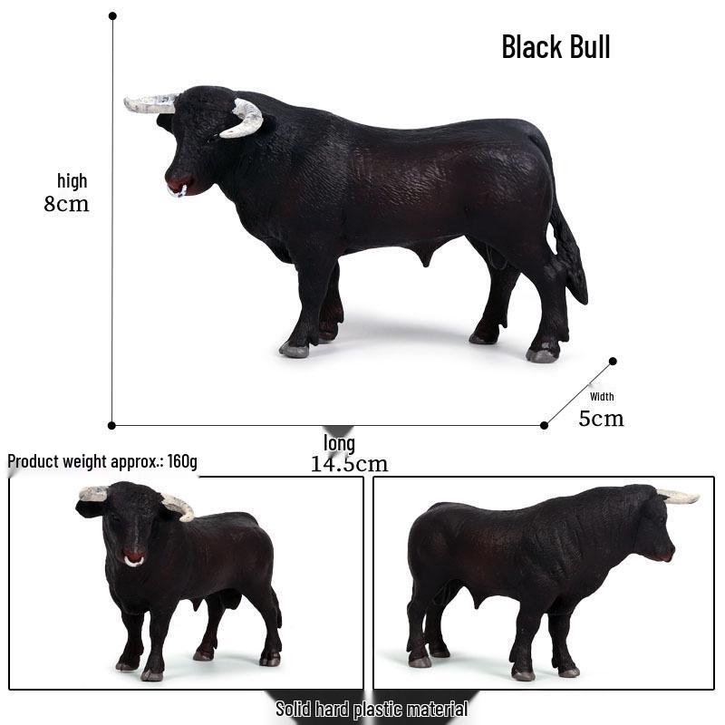 Children's Cognitive Animal Model Toy: Yellow Cow, Buffalo, Rhinoceros, Zebu, Bison, Bull Figurine.