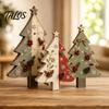 Christmas Farmhouse Mantel Accents 3Pcs/Set Wooden Ornaments, Rustic Gingerbread Man Tree Tiered Tray Style Festive Decor, Centerpieces for
