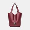 Litchi Pattern Advanced Sense Large Capacity Niche Bucket Bag Texture Vegetable Basket Bag Single Shoulder Oblique Span Bag Mother And Child Bag