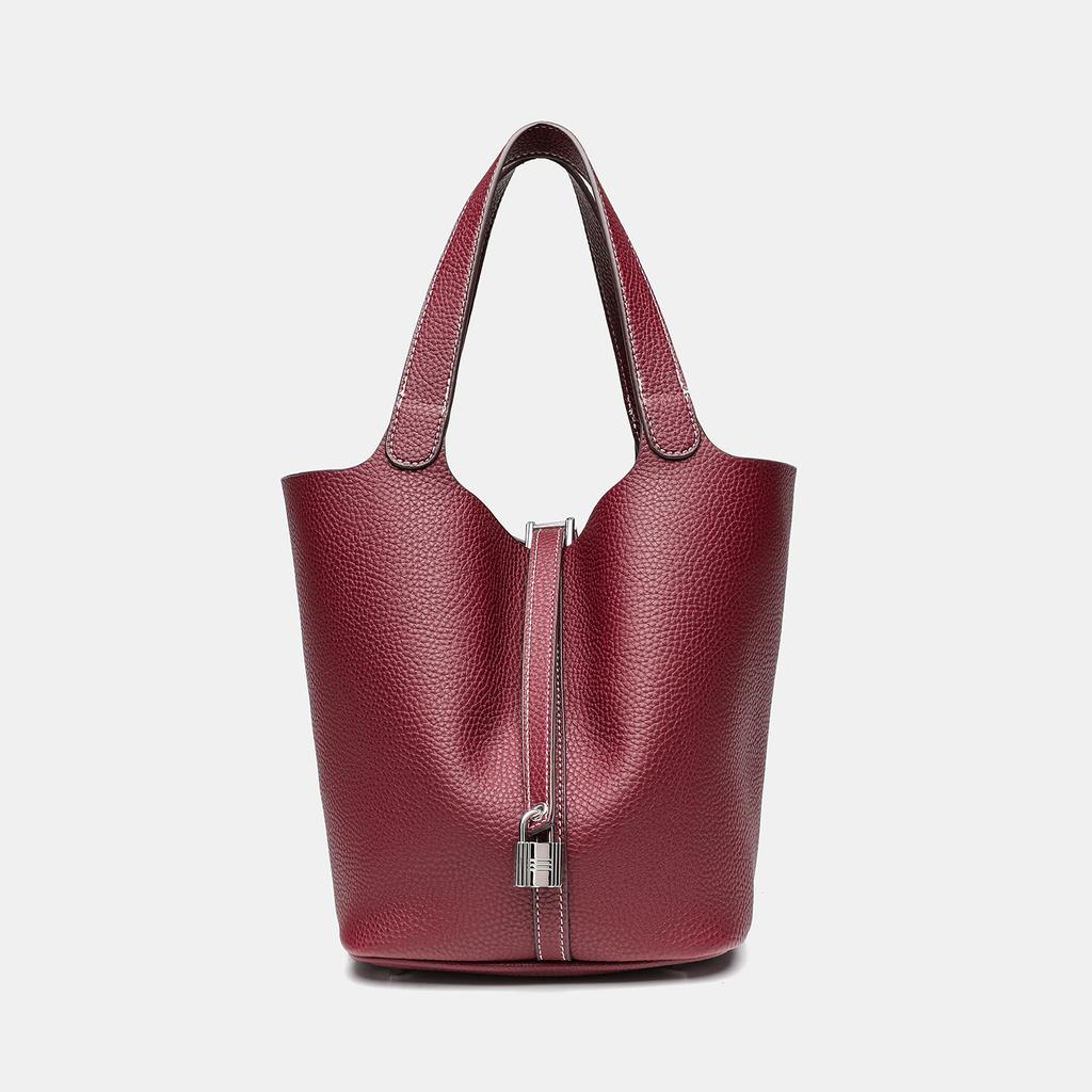Litchi Pattern Advanced Sense Large Capacity Niche Bucket Bag Texture Vegetable Basket Bag Single Shoulder Oblique Span Bag Mother And Child Bag